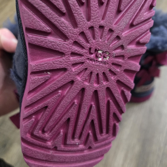 UGG Kids' Boots with Purple Bows and Blue Fur - Picture 4 of 6